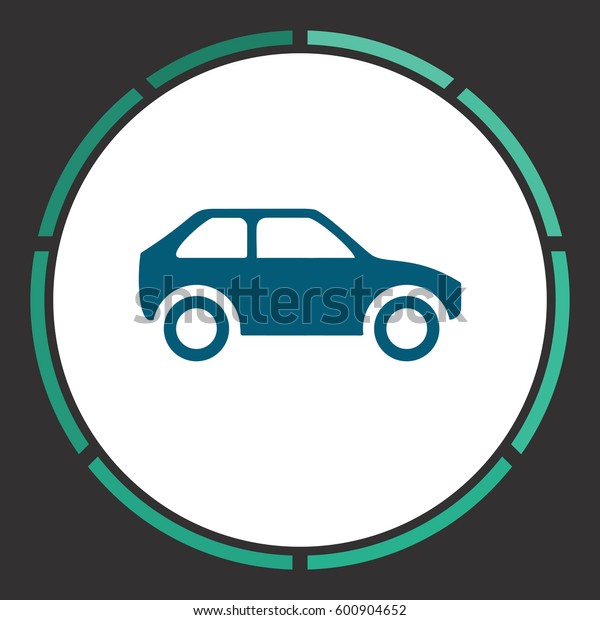 Car Icon Vector. Flat simple Blue pictogram in a\
circle. Illustration\
symbol