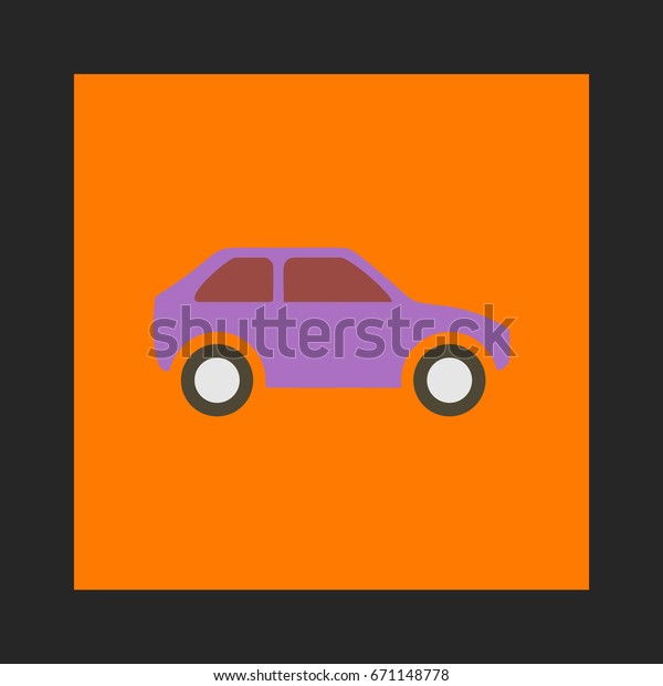 Car Icon Vector. Flat simple\
pictogram on orange background. Illustration symbol\
color