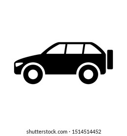 Car icon vector graphic illustration in black and white colors
