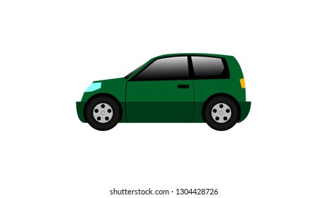 Car icon vector in green color with flat style design