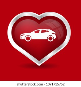 car icon vector and heart icon