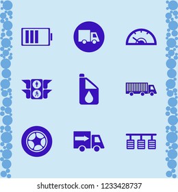 car icon. car vector icons set speedometer, pedals, car oil and fast delivery truck