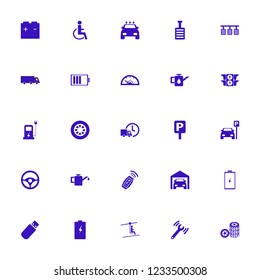 car icon. car vector icons set speedometer, man on cable car, car wheels and steering wheel