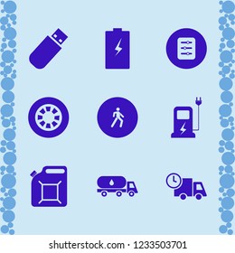 car icon. car vector icons set flash driver, car charger, battery and filter