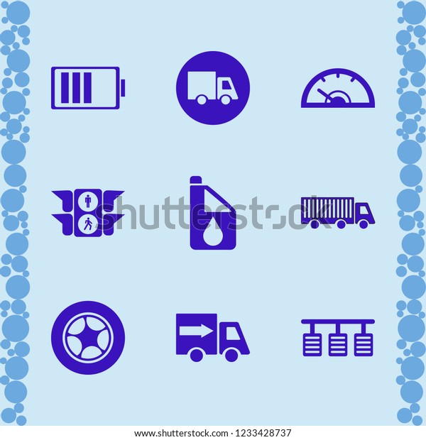 car icon. car vector icons set\
speedometer, pedals, car oil and fast delivery\
truck