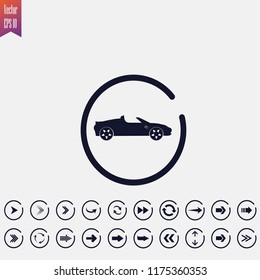 car icon vector illustration. arrow icons set