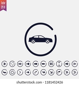 car icon vector illustration. arrow icons set