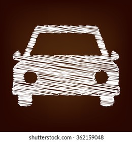 Car icon. Vector illustration with chalk effect