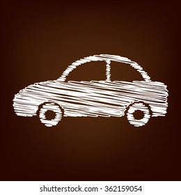 Car icon. Vector illustration with chalk effect