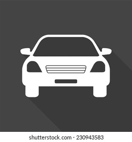 car icon - vector illustration with long shadow isolated on gray 