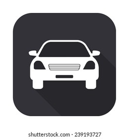 car icon - vector illustration with long shadow isolated on gray