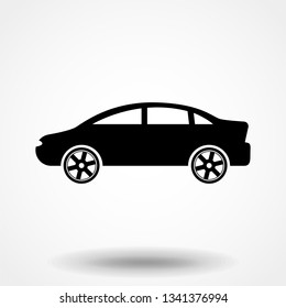 Car icon Vector Illustration. Side view of car, automobile, motor vehicle