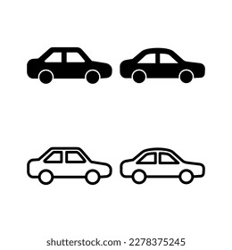 Ilustración vectorial de icono de coche. símbolo y signo del coche. pequeño sedán
