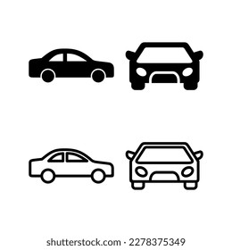 Ilustración vectorial de icono de coche. símbolo y signo del coche. pequeño sedán