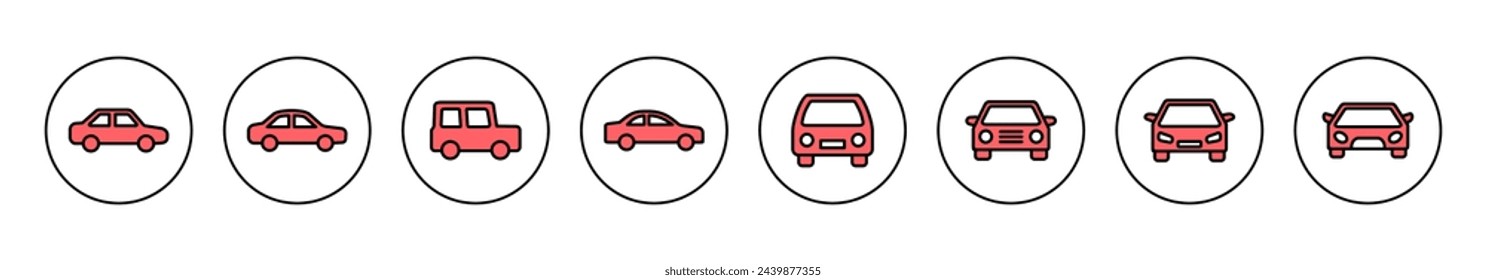 Ilustración vectorial del icono del coche. símbolo y signo del coche. sedán pequeño