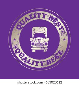 Car icon. Vector illustration.  Stamp with text. Quality  best