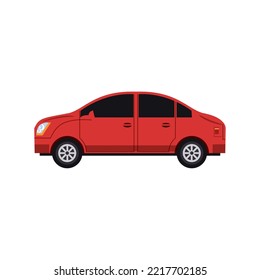 color rojo de imagen vectorial de icono de coche con fondo blanco
