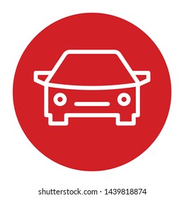 Car icon vector isolated on flat red round button illustration