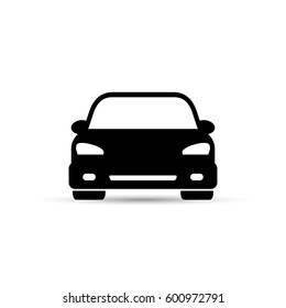 Car icon. Vector isolated simple illustration. Front view.