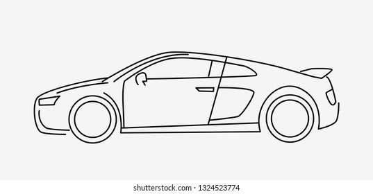 Car icon vector line art design. Vector illustration.