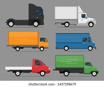 Car Icon Vector Logo Template. Cars set. Flat style. Side view, profile. Truck auto