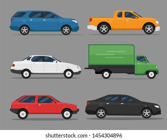 Car Icon Vector Logo Template. Flat style. Side view, profile.