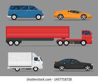 Car Icon Vector Logo Template. Flat style. Side view, profile.