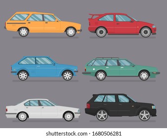 Car Icon Vector Logo Template. Flat style. Side view, profile.