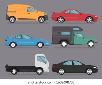 Car Icon Vector Logo Template. Flat style. Side view, profile.