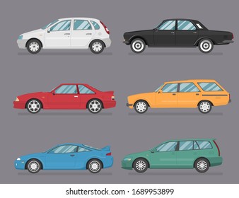 Car Icon Vector Logo Template. Flat style. Side view, profile.