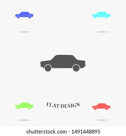 Car icon vector on gray background. Cars vector graphic illustration.passenger car with round headlights vector icon isolated on white background. Car flat design.