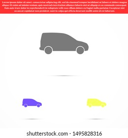 Car icon vector on gray background. Cars vector graphic illustration.passenger car with round headlights vector icon isolated on white background. Car flat design.