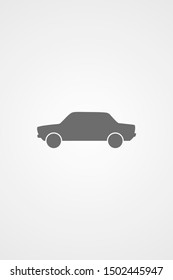 Car icon vector on gray background. Cars vector graphic illustration.passenger car with round headlights vector icon isolated on white background. Car flat design.