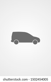 Car icon vector on gray background. Cars vector graphic illustration.passenger car with round headlights vector icon isolated on white background. Car flat design.