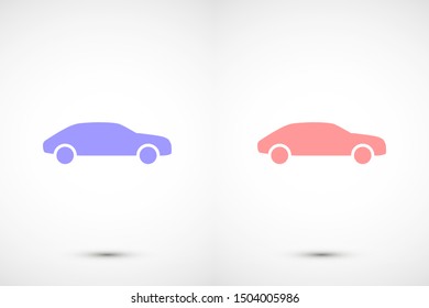 Car icon vector on gray background. Car vector graphic illustration.passenger car with round Car headlights vector icon isolated on white background.