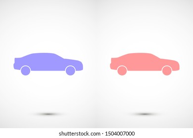 Car icon vector on gray background. Cars vector graphic illustration.passenger car with round headlights vector icon isolated on white background. Car flat design.