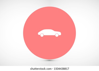 Car icon vector on gray background. Car vector graphic illustration.passenger car with round Car headlights vector icon isolated on white background.
