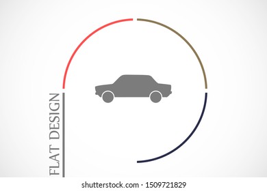 Car icon vector on gray background. Cars vector graphic illustration.passenger car with round headlights vector icon isolated on white background. Car flat design.