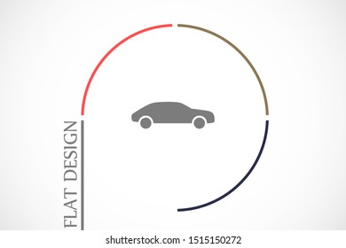 Car icon vector on gray background. Car vector graphic illustration.passenger car with round Car headlights vector icon isolated on white background.