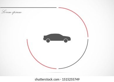 Car icon vector on gray background. Cars vector graphic illustration.passenger car with round headlights vector icon isolated on white background. Car flat design.