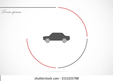 Car icon vector on gray background. Cars vector graphic illustration.passenger car with round headlights vector icon isolated on white background. Car flat design.