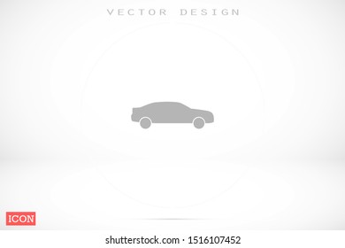 Car icon vector on gray background. Cars vector graphic illustration.passenger car with round headlights vector icon isolated on white background. Car flat design.