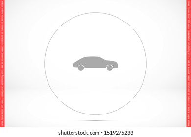 Car icon vector on gray background. Car vector graphic illustration.passenger car with round Car headlights vector icon isolated on white background.