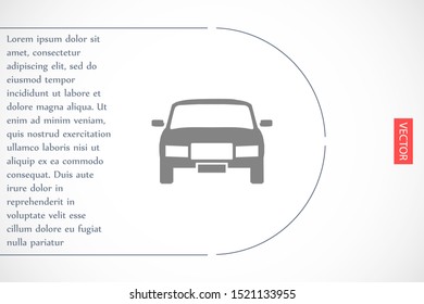 Car icon vector on gray background. Cars vector graphic illustration.passenger car with round headlights vector icon isolated on white background. Car flat design.