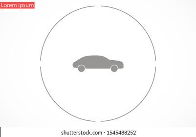 Car icon vector on gray background. Car vector graphic illustration.passenger car with round Car headlights vector icon isolated on white background.