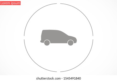 Car icon vector on gray background. Cars vector graphic illustration.passenger car with round headlights vector icon isolated on white background. Car flat design.