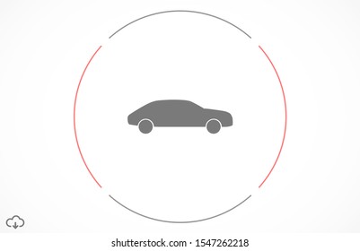 Car icon vector on gray background. Car vector graphic illustration.passenger car with round Car headlights vector icon isolated on white background.