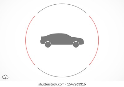Car icon vector on gray background. Cars vector graphic illustration.passenger car with round headlights vector icon isolated on white background. Car flat design.