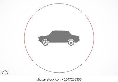 Car icon vector on gray background. Cars vector graphic illustration.passenger car with round headlights vector icon isolated on white background. Car flat design.