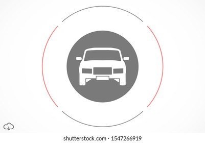 Car icon vector on gray background. Cars vector graphic illustration.passenger car with round headlights vector icon isolated on white background. Car flat design.